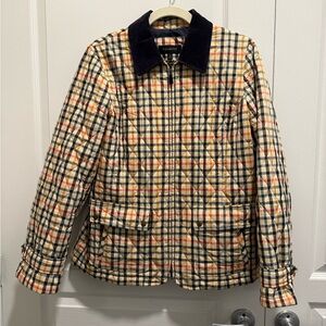 Talbot’s Women’s Plaid Quilted Jacket with Navy Corduroy Collar